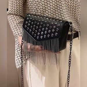 SHEIN Black and Silver Studded Crossbody Bag